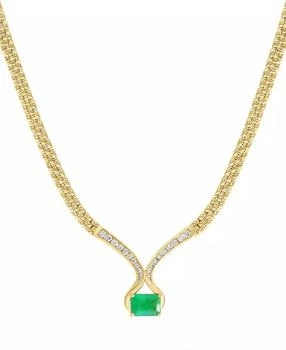Effy | EFFY® Emerald (1-3/8 ct. t.w.) & Diamond (1/3 ct. t.w.) Fancy 16" Collar Necklace in 14k Gold