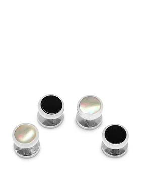 Cufflinks Inc. Double Sided Onyx & Mother of Pearl Round Beveled Stud Set
