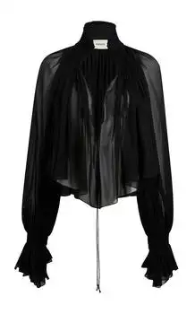 Khaite | Khaite Durer Pleated Silk-Chiffon Top - Moda Operandi