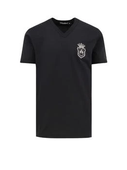 Dolce & Gabbana | Dolce & Gabbana Heraldic Embroidered V-Neck T-Shirt