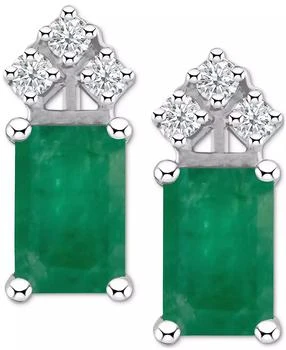 Macy's | Ruby (1-3/8 ct. t.w.) & Diamond (1/8 ct. t.w.) Crown Stud Earrings in 14k White Gold (Also in Emerald & Tanzanite)