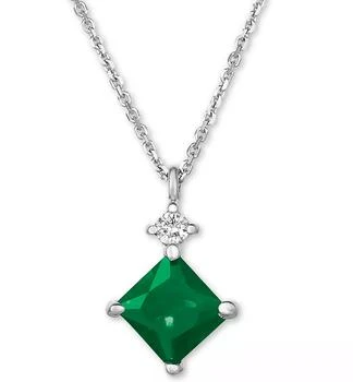 Macy's | Emerald (5/8 ct. t.w.) and Diamond Accent 16" Pendant Necklace in 14k White Gold