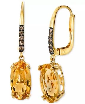 Le Vian | Chocolatier® Cinnamon Citrine® (3-3/4 ct. t.w.) 
Chocolate Diamond® (1/10 ct. t.w.) Earrings in 14k Yellow Gold