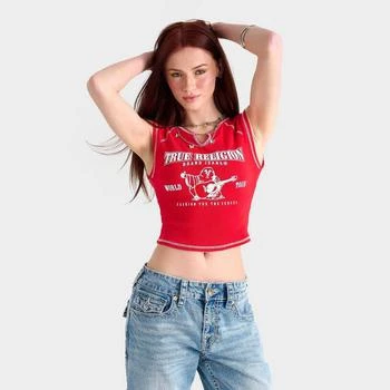 Women's True Religion Buddha World Tour Rib Notch Baby T-Shirt