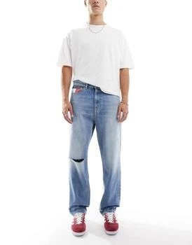 Tommy Jeans Skater ripped jeans in mid wash with flag details
