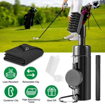 OUTDOOR SPRITZ 3 In 1 Golf Club Cleaning Kit Golf Club Cleaner Brush with 5Oz Water Bottle Retractable Clip Groove Sharpener Golf Towel Gift for Golfers