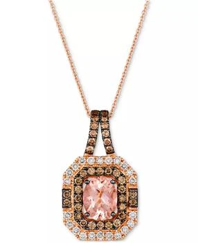 Le Vian | Peach Morganite (1-1/3 ct. t.w.) & Diamond (1-1/10 ct. t.w.) Halo Pendant Necklace in 14k Rose Gold