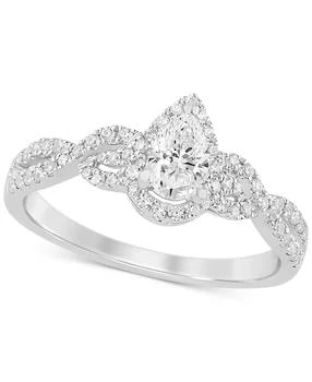 Macy's | Diamond Pear Halo Twist Engagement Ring (3/4 ct. t.w.) in 14k White Gold