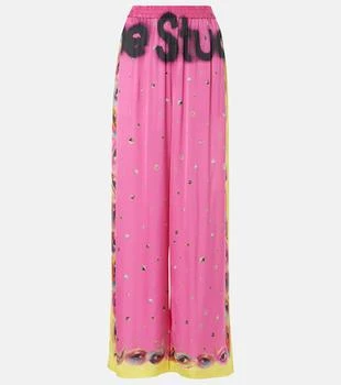 Printed logo palazzo pants