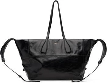 Balmain | Black Track Zip Shiny Calfskin Tote