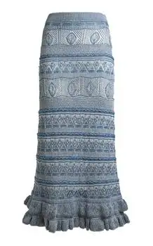 ETRO | Etro Ruffled Cotton Knit Midi Skirt - Moda Operandi