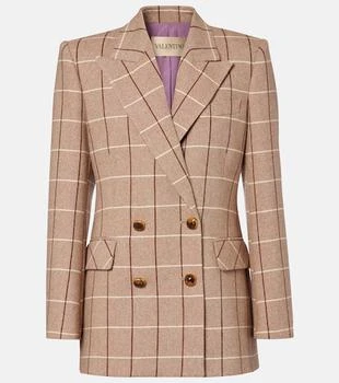 Valentino | Checked double-breasted virgin wool blazer