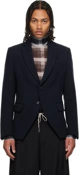 Dries Van Noten | Navy Cropped Suit Blazer