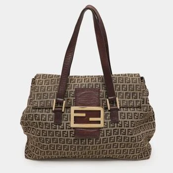 Fendi | Fendi Beige/Brown Zucchino Canvas and Leather Accordion Tote