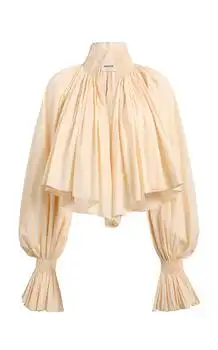 Khaite | Khaite Durer Pleated Cotton-Canvas Blouse - Moda Operandi