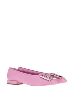 Salvatore Ferragamo | Women's Buckle Leather Ballerina Flats In Pink