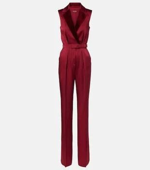 Max Mara | Scalata velvet-trimmed satin jumpsuit