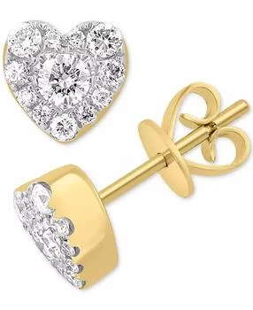 Effy | EFFY® Certified Diamond Heart Cluster Stud Earrings (3/8 ct. t.w.) in 14K Gold
