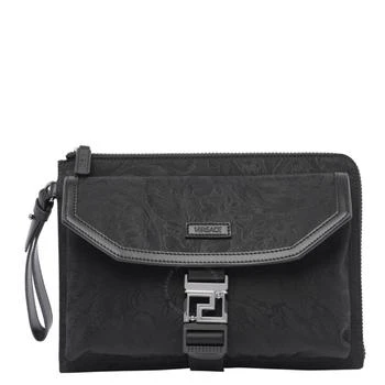 Versace | Jacquard Pattern Logo-Patch Clutch Bag