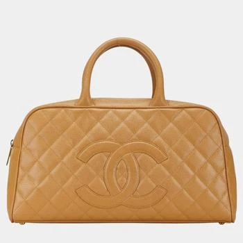 Chanel | Chanel Beige Caviar Leather Coco Mark Bowling  Bag