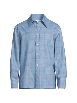 Jil Sander | Plaid Wool-Linen Snap-Front Shirt