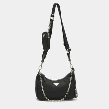 Prada | Prada Black Nylon and Saffiano Leather Re-Edition 2005 Shoulder Bag