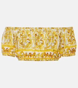 Dolce
Gabbana | Majolica off-shoulder cotton crop top