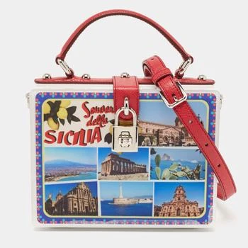 Dolce & Gabbana | Dolce & Gabbana White/Red Acrylic and Leather Della Sicilia Dolce Box Top Handle Bag