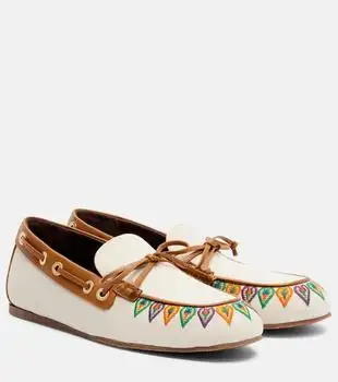 ETRO | Embroidered canvas boat shoes