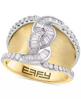 Effy | EFFY® Diamond Round & Baguette Concave Ring (5/8 ct. t.w.) in 14k Two-Tone Gold