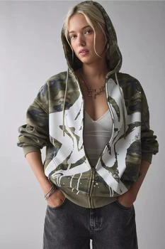 Urban Outfitters UO Bleached Star Zip-Up Hoodie Sweatshirt
