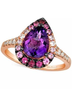 Le Vian | Multi-Gemstone (2-1/5 ct. t.w.) & Nude Diamond (1/6 ct. t.w.) Pear Halo Ring in 14k Rose Gold