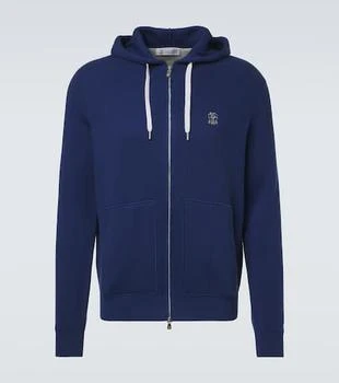 Brunello Cucinelli | Ribbed-knit cotton zip-up hoodie