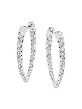 Saks Fifth Avenue | 14K White Gold & 2.88 TCW Diamond Hoop Earrings