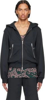Dries Van Noten | Black Loose Zipped Hoodie