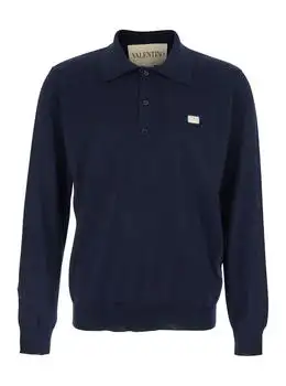 Valentino | Valentino Logo Patch Long-Sleeved Polo Shirt