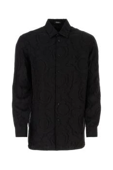 Versace | Versace Patterned-Jacquard Long-Sleeved Buttoned Shirt