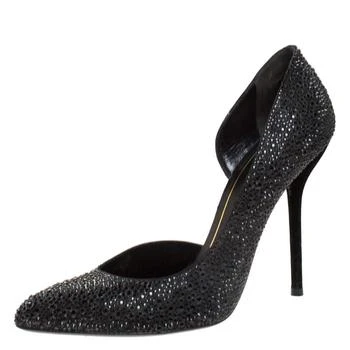 Gucci | Gucci Black Crystal Embellished Satin and Suede Noah D'Orsay Pumps Size 39
