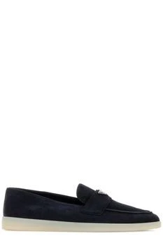 Prada | Prada Logo Plaque Almond Toe Loafers