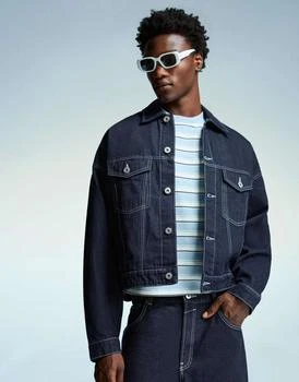 Bershka Denim trucker jacket in blue