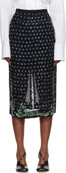 Dries Van Noten | Navy Embellished Midi Skirt