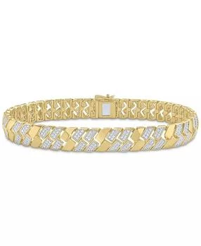 Macy
s | Men
s Diamond Pavé Cluster Square Link Bracelet (2 ct. t.w.) in 14k Gold-Plated Sterling Silver