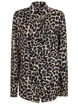Balmain | Balmain Leopard Printed Ruffled Shirt