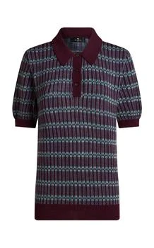 ETRO | Etro Striped Wool-Blend Polo Top - Moda Operandi