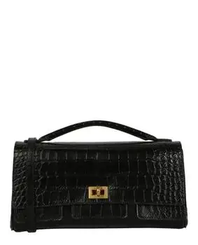 Balenciaga | Bel Air Small Croc-Embossed Leather Clutch Bag