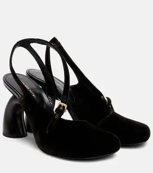 Dries Van Noten | 95 velvet slingback pumps