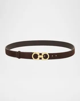 Salvatore Ferragamo Donna Suede Double Gancini Belt