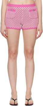 Versace | Pink 
White Crochet Knit Shorts