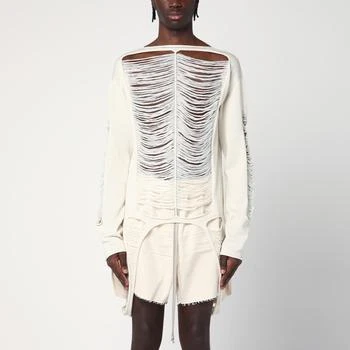 Rick Owens | Torn ivory sweater in wool