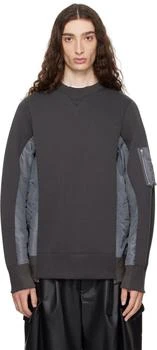 Sacai | Gray Sponge Sweat & Nylon Twill Sweatshirt
